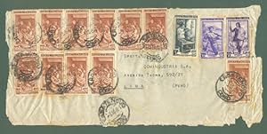 Storia postale Repubblica. FRONTESPIZIO di lettera aerea del 3 Ottobre 1951 per Lima (PeràÂ ).