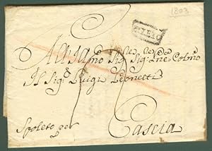 Prefilatelia. ROMAGNA. UMBRIA. Lettera del 1803 da Rimini per Cascia.