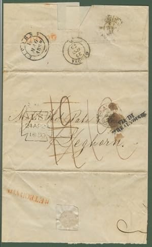 Italia - Prefilatelia. Lettera del 1850 da Londra a Livorno.