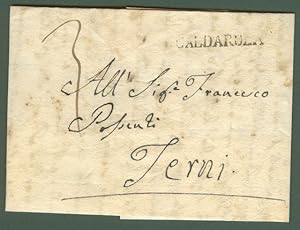 PREFILATELIA. UMBRIA. Lettera da Caldarola (Macerata) aTerni del 24.8.1832.