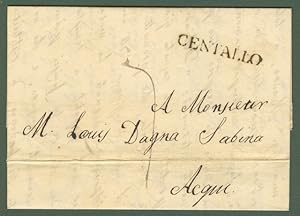 Prefilatelia. PIEMONTE. Lettera del 1839 da Centallo (Cuneo) ad Acqui (Alessandria).