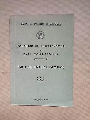 Imagen del vendedor de Concurso de Anteproyectos de Casa Consistorial. Fallo de jurado e informes a la venta por LIBRERIA ANTICUARIA LUCES DE BOHEMIA