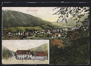 Ansichtskarte Oberweiler / Badenweiler, Gasthaus zum Ochsen, Ortsansicht vom Berg aus gesehen