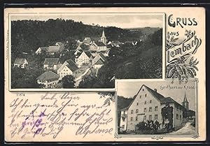 Ansichtskarte Lembach / Breisgau, Totalansicht aus der Vogelschau, Gasthaus zur Krone