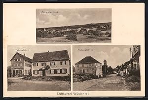 Ansichtskarte Wüstenrot, Strassenpartie mit Gasthaus zum Adler, Gesamtansicht