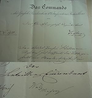 Bild des Verkufers fr Dokument LRRACH 1851, Badisches 8. Inf.-Bataillon: Reisepass fr Soldaten HILSER zum Verkauf von Versandantiquariat tucholsklavier