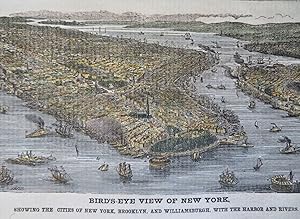 New York City Manhattan Brooklyn Williamsburg Hudson River 1853 scarce print