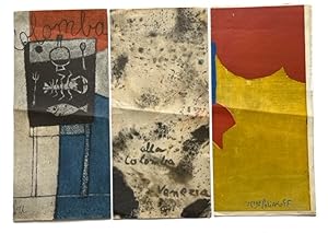Three 1962 Artist-Illustrated Menus from La Colomba in Venice, Italy. Artists: Serge Poliakoff (6...