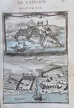 Tangier & Sale Morocco North Africa Sailing Ships 1683 Mallet city view print