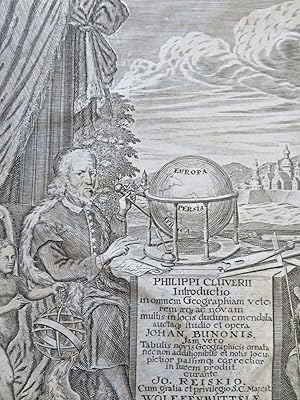 Philip Cluver Dutch Cartographer & Geographer 1694 Mosting frontispiece print