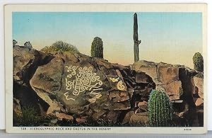 Imagen del vendedor de Hieroglyphic Rock and Cactus in the Desert - Postcard a la venta por Argyl Houser, Bookseller