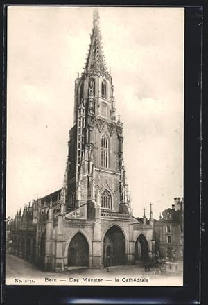 Ansichtskarte Bern, Münster mit Denkmal