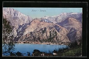 Ansichtskarte Kotor, Gesamtansicht am See aus der Ferne