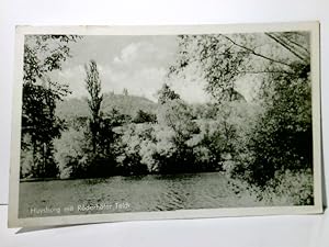 Huysburg mit Röderhöfer Teich. Alte Ansichtskarte / Postkarte s/w, gel. 1965. Blick über Teich zu...