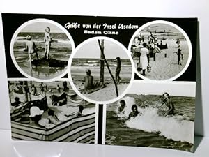 Insel Usedom. Baden Ohne. Alte Ansichtskarte / Postkarte s/w, gel. 1989. 5 Ansichten: Impressione...