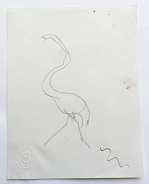 Sven Berlin sketch in pencil of a flamingo Original Drawing [SB138]