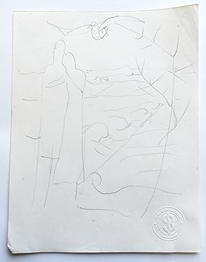 Sven Berlin sketch of a standing couple looking at a bird Original Drawing [SB141]