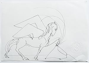 Berlin Sven drawing of a Unicorn drawn in ink on white paper. Original Drawing [SB125]