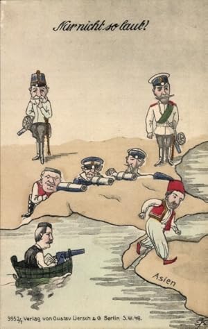 Ansichtskarte / Postkarte Nur nicht so laut, Propaganda Kaiserreich, Nationalallegorien, Karikatu...