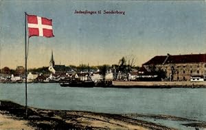 Ansichtskarte / Postkarte Sønderborg Sönderborg Dänemark, Hafen, Blick auf den Ort