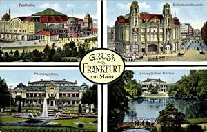 Ansichtskarte / Postkarte Frankfurt am Main, Zoologischer Garten, Festhalle, Palmengarten, Schuma...