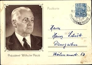 Ganzsache Ansichtskarte / Postkarte Wilhelm Pieck, Präsident der DDR von 194 bis 1960