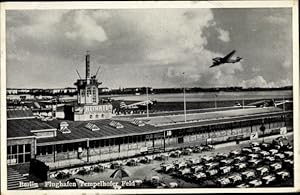 Ansichtskarte / Postkarte Berlin Tempelhof, Flughafen Tempelhofer Feld, Flugzeug, Terrasse