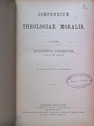 Imagen del vendedor de Compendium Theologiae Moralis. a la venta por books4less (Versandantiquariat Petra Gros GmbH & Co. KG)