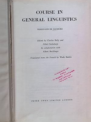 Bild des Verkufers fr Course in General Linguistics zum Verkauf von books4less (Versandantiquariat Petra Gros GmbH & Co. KG)