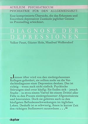 Seller image for Diagnose der Depressionen. Auxilium Psychiatricum Psychiatrie fr den Allgemeinarzt, 1. for sale by books4less (Versandantiquariat Petra Gros GmbH & Co. KG)