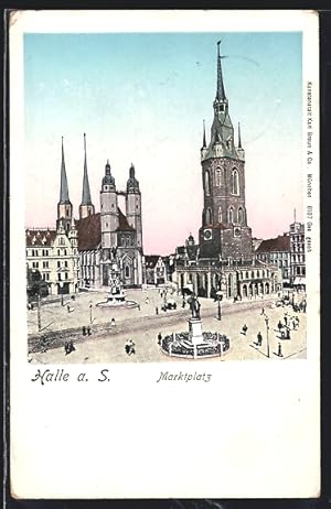 Ansichtskarte Halle /Saale, Marktplatz aus der Vogelschau