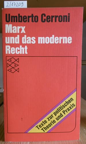 Immagine del venditore per Marx und das moderne Recht. Aus dem Italien. v. Frank W. Zechmeister. venduto da Versandantiquariat Trffelschwein