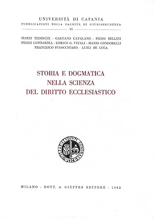 Imagen del vendedor de Storia e dogmatica nella scienza del Diritto Ecclesiastico a la venta por Messinissa libri