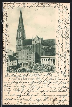 Ansichtskarte Schwerin / M., Markt u. Dom