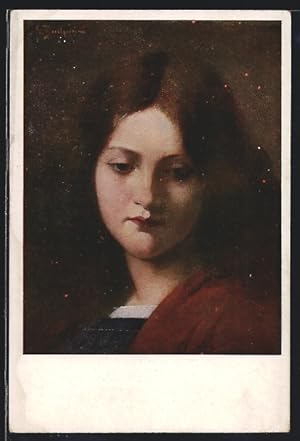 Künstler-Ansichtskarte M. Munk Nr. 707: Dame mit bedrücktem Blick