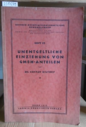 Imagen del vendedor de Unentgeltliche Einziehung von GmbH-Anteilen. a la venta por Versandantiquariat Trffelschwein