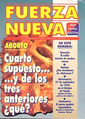 REVISTA FUERZA NUEVA. Nº 1194. OTUBRE 1998. ABORTO