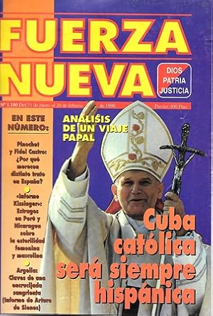 REVISTA FUERZA NUEVA. Nº 1180. ENERO-FEBRERO 1998. CUBA CATOLICA