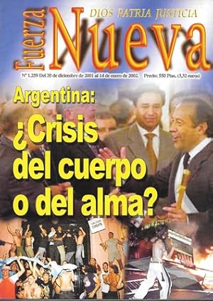 REVISTA FUERZA NUEVA. Nº 1259. DICIEMBRE 2001- ENERO 2002. ARGENTINA