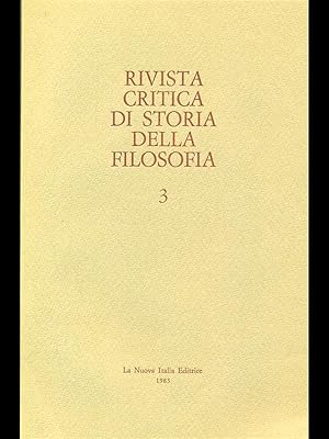 Seller image for Rivista critica di storia della filosofia 3 - 1983 for sale by Librodifaccia