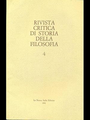 Seller image for Rivista critica di storia della filosofia - 4 - 1982 for sale by Librodifaccia