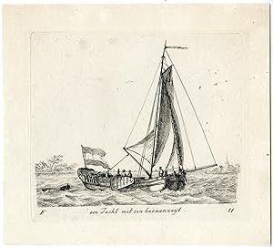 Rare-Antique Master Print-SHIP-MIZZEN-SAIL-YACHT-Groenewegen-1791