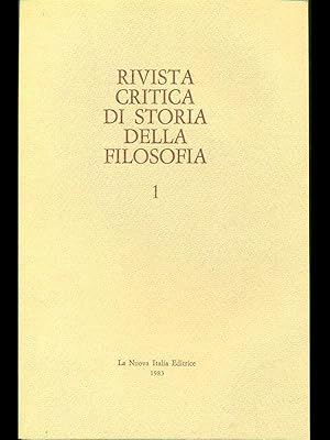 Seller image for Rivista critica di storia della filosofia 1 - 1983 for sale by Librodifaccia