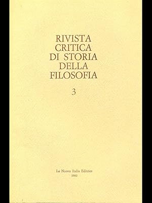 Seller image for Rivista critica di storia della filosofia 3 - 1982 for sale by Librodifaccia