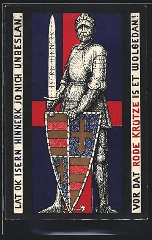 Künstler-Ansichtskarte Oldenburg /Gr., Nagelung, Isern Hinnerk mit Schild und Schwert