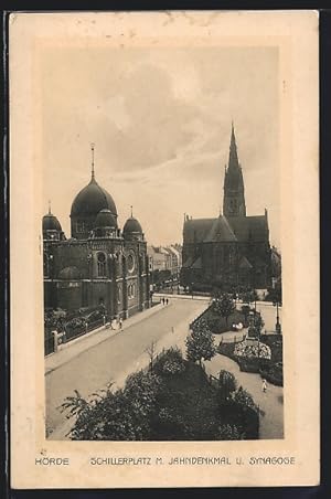 Ansichtskarte Hörde, Schillerplatz m. Jahndenkmal u. Synagoge