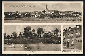 Ansichtskarte Bregenstedt, Geschäftshaus Otto Löhmann, Dorfteich, Ortsansicht