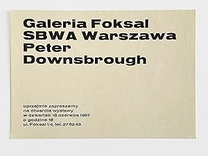 Bild des Verkufers fr Peter Downsbrough Galeria Foksal SBWA Warszawa (Invitation Card) zum Verkauf von William Allen Word & Image