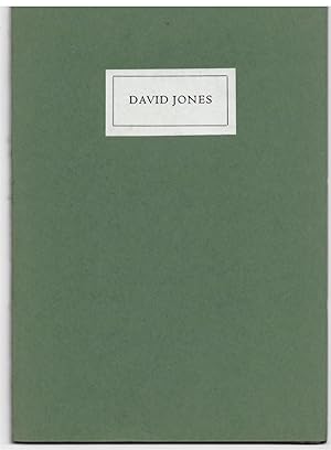 Image du vendeur pour DAVID JONES. 1895 - 1974. 28 May to 20 June 1975 mis en vente par Literary Cat Books