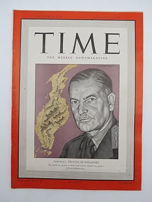 TIME MAGAZINE JANUARY 12, 1942 (POWNALL, TRUSTEE OF SINGAPORE COVER)